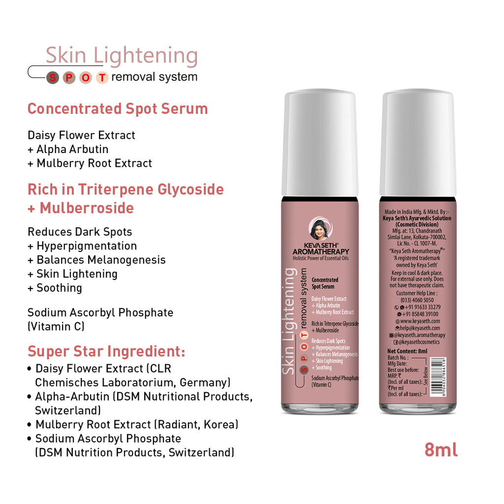 Skin Lightening Spot Serum, Daisy Flower + Alpha Arbutin + Mulberry Root, Dark Spots & Brightening, Hyperpigmentation, with Sodium Ascorbyl Phosphate