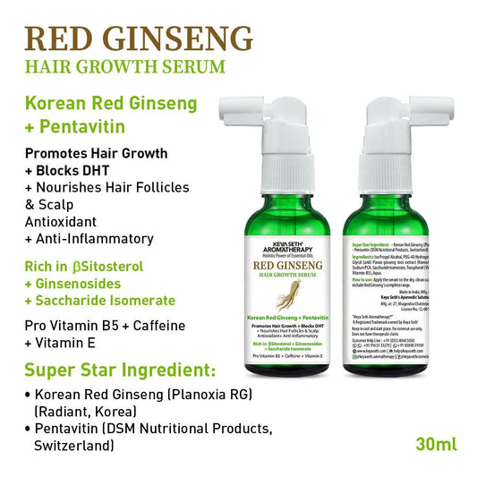 Korean Red Ginseng Hair Growth Serum, Blocks DHT, Pentavitin, Caffeine, Vitamin B5, Hydration, Nourishes Hair Follicles & Scalp, Antioxidant