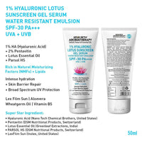 Complete Hydrating & Plumping Kit: Hyaluronic Lotus Face Wash, 1.5% Serum, Gel Moisturizer with 2% Pentavitin + Parsol HS, SPF 30+++ Sunscreen for Intense Hydration & Skin Barrier Repair