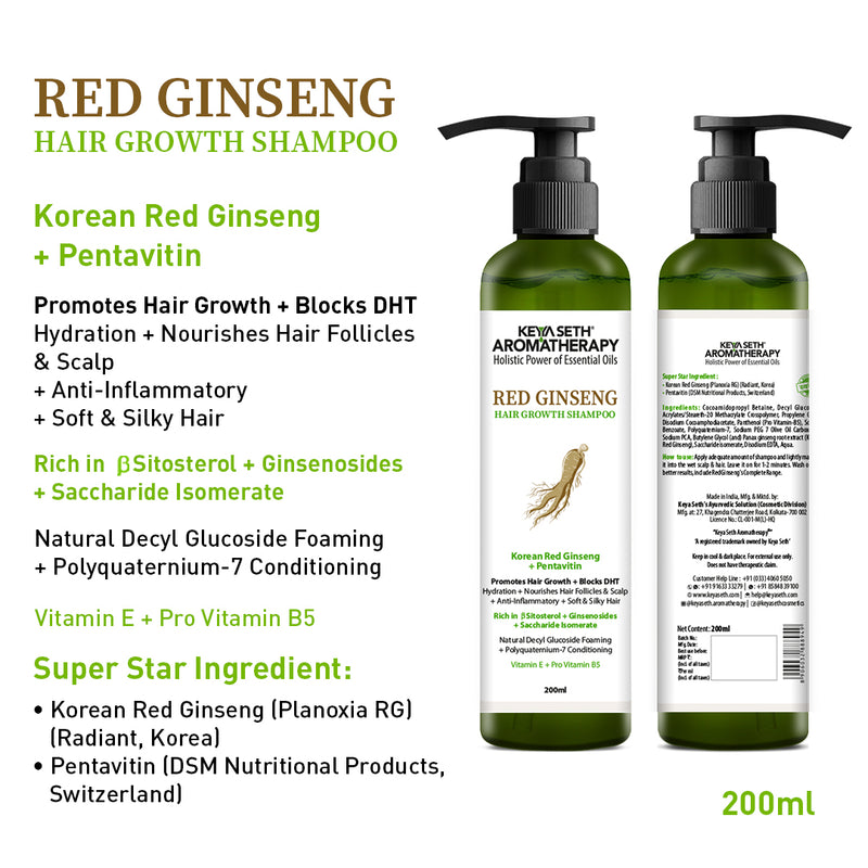 Korean Red Ginseng Hair Growth Shampoo, Blocks DHT, Pentavitin, Decyl Glucoside + Conditioners, Hydration Nourishes Hair & Scalp