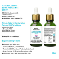 1.5% Hyaluronic Lotus Hydrating Serum, 2% Pentavitin + Tamarind Extract, NMFs + Lipids, Skin Barrier Repair, Improves Elasticity, Prevents TEWL