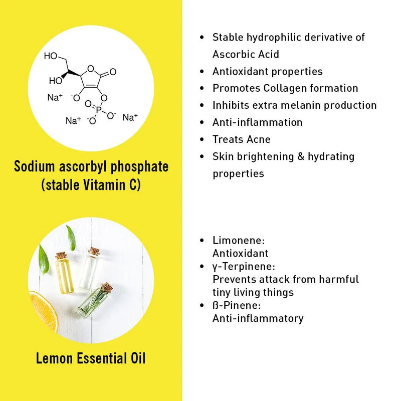 Vitamin C Lemon Facewash, Natural Glucoside Foaming, Antioxidants + AHA, Glowing Skin & Firmness, Acne Marks, Sodium Ascorbyl Phosphate + Vitamin E - Keya Seth Aromatherapy