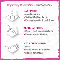 Brightening Powder Pack & Serum Facial Kit, Kaolin, Alpha Arbutin, Lactic Acid ,Mulethi ,Pore Refining,Mositurizing - Keya Seth Aromatherapy