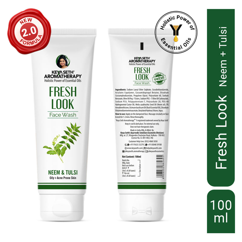 Fresh Look Neem & Tulsi Face Wash, Mild Hydrating Moisturizing Foaming All Skin Types - Keya Seth Aromatherapy