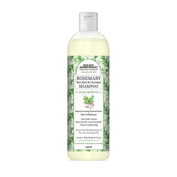 Rosemary Tea Tree Coconut Shampoo, Hair Growth Reduces Dandruff Oiliness Itching, Natural Coconut Derived Foaming + Hair Conditioner - Keya Seth Aromatherapy