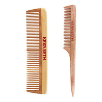 Handmade Neem Wooden Comb for Women Detangling, Promotes Hair Growth, Frizz Control, Perfect for Hair Partition, Suitable for All Hair Types, Dual tooth & Tail Comb Combo