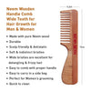 Handmade Neem Wooden Comb for Women: Detangles, Controls Frizz, Anti-Static, Promotes Hair Growth, Suitable for All Hair Types Dual & Wide Tooth with Handle Combo