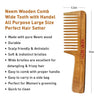 Handmade Neem Wooden Comb for Women Detangling, Anti-Static, Frizz Control, Hair Growth, Suitable for All Hair Types Dual Tooth & Large Size Wide Tooth with Handles Combo