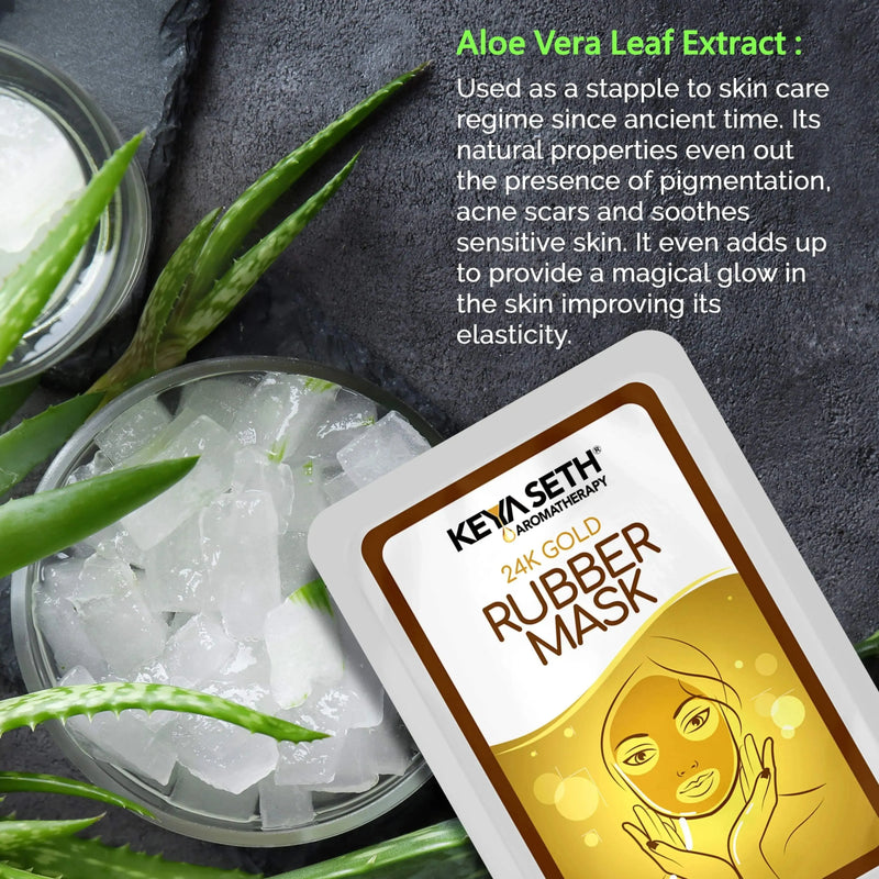 Free 24K Gold Rubber Facial Mask for Brightening & Whitening Enriched with Aloe Vera & Chamomile Extract - Keya Seth Aromatherapy