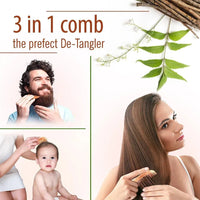 3-in-1 Neem Wooden Comb Small Size