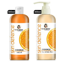 Complete Winter Skin Care Combo Enriched with Vitamin C, Skin Defence Orange Body oil 400ml + Orange Face & Body Moisturizer 400ml