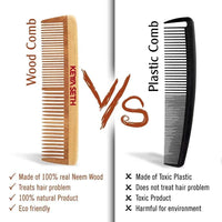 Neem Wooden Comb Wide Tooth for Hair Growth for Men & Women - Keya Seth Aromatherapy